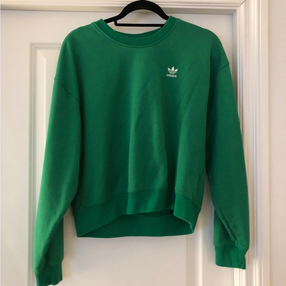 Adidas Crew Neck Sweater Green White Trefoil Small